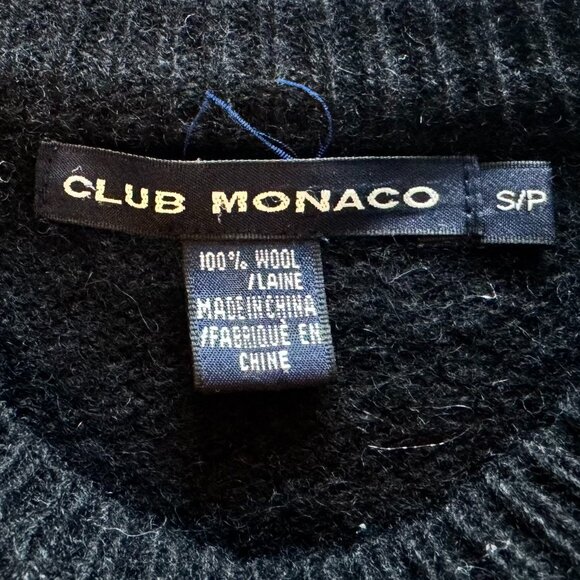 Vintage 90s Club Monaco Wool Sweater Men’s Small – Thick Knit Black Pullover - Picture 4 of 4
